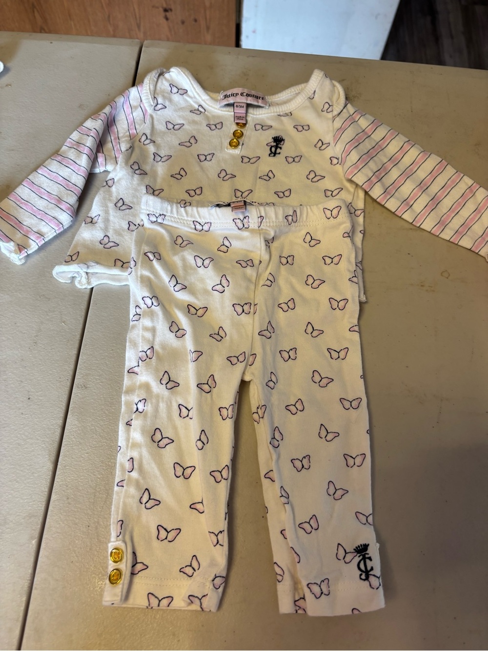 Juicy Couture White & Pink Butterfly Pajama Set